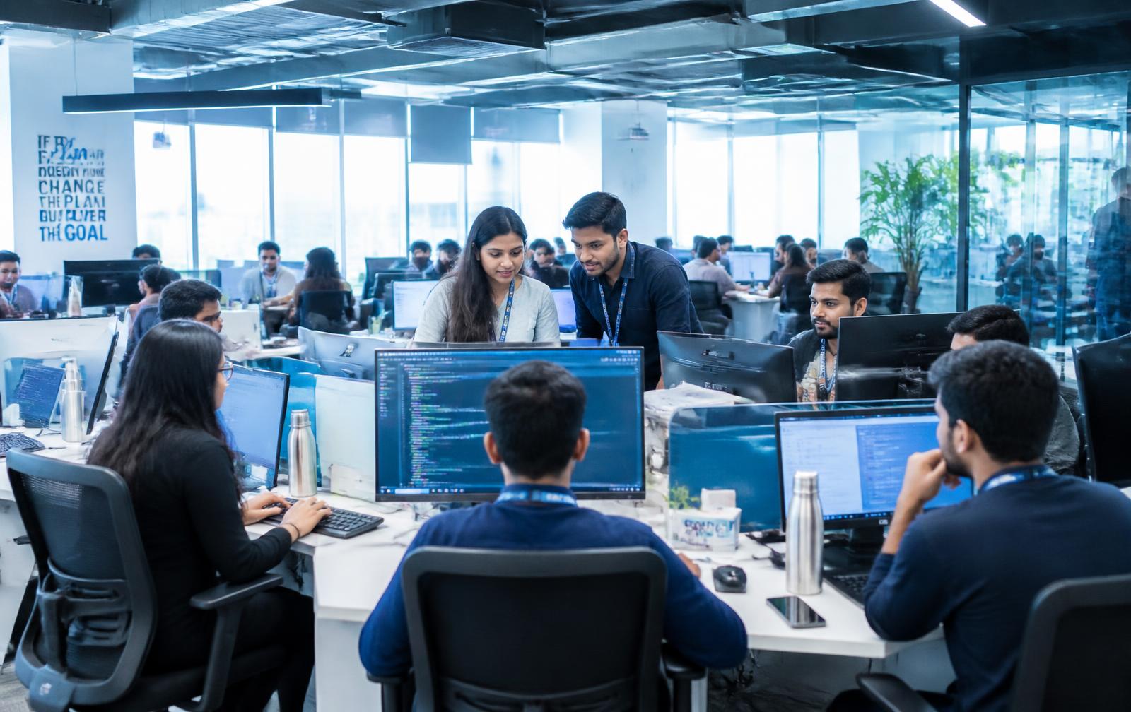 Engineers collaborating at the NavyugTech delivery centre in Pune